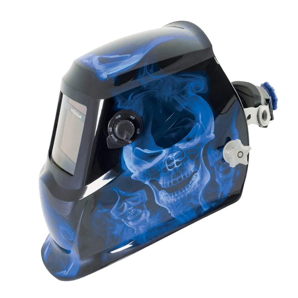 MICHIGAN Pro True View Variable Shade Auto Darkening Blue Skull Welding Helmet - Blue MICADH850 5 MICHIGAN Pro True View Variable Shade Auto Darkening Blue Skull Welding Helmet - Blue MICADH850 - Image 5